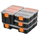 4PCS Werkzeugaufbewahrung Box Multifunktionales Werkzeugbox Sortierkasten Kleinteilemagazin Teile Kunststoff Orange+Schw