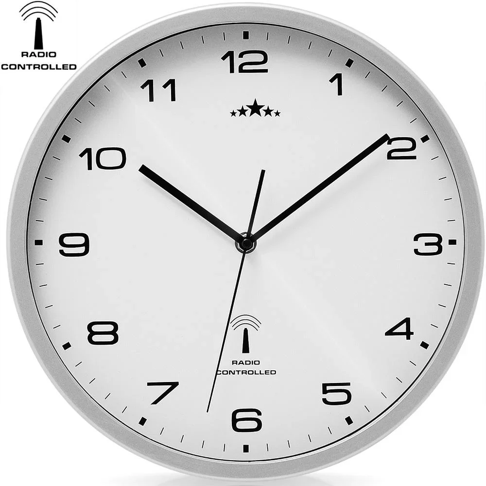 Wanduhr Radio Ø 31cm - weiß/silber