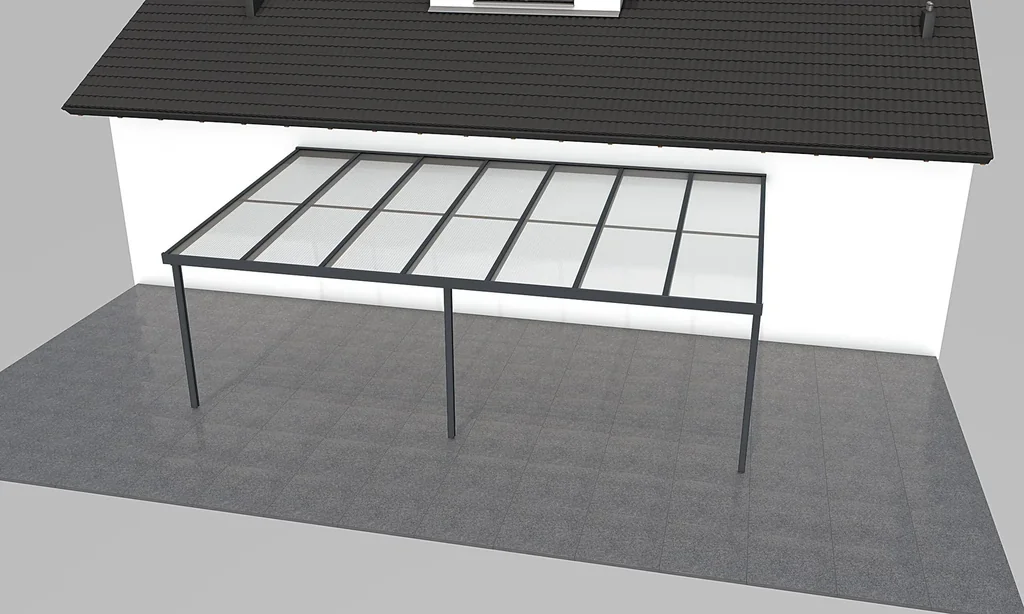 Terrassendach Premium, anthrazit, 7120 x 4060 mm - 10mm Verbundsicherheitsglas (VSG)