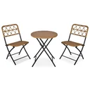 3 tlg. Polyrattan Sitzgruppe Bistroset Balkonset Garnitur 2 Stühlen + Tisch Klappbar Garten Natur