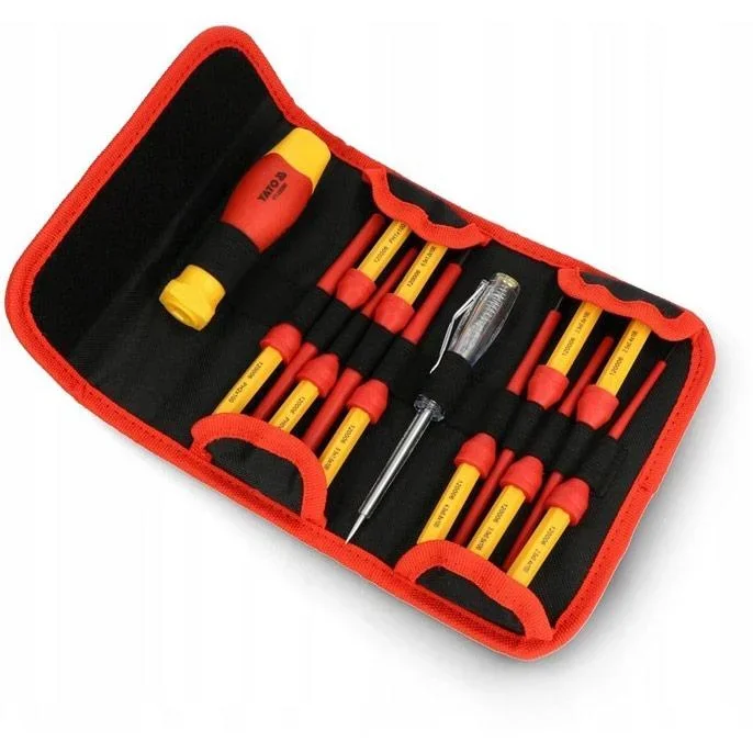 YATO isolierter Schraubendreher-Satz mit Spannungsprüfer - 12-teilig - robuster Stahl