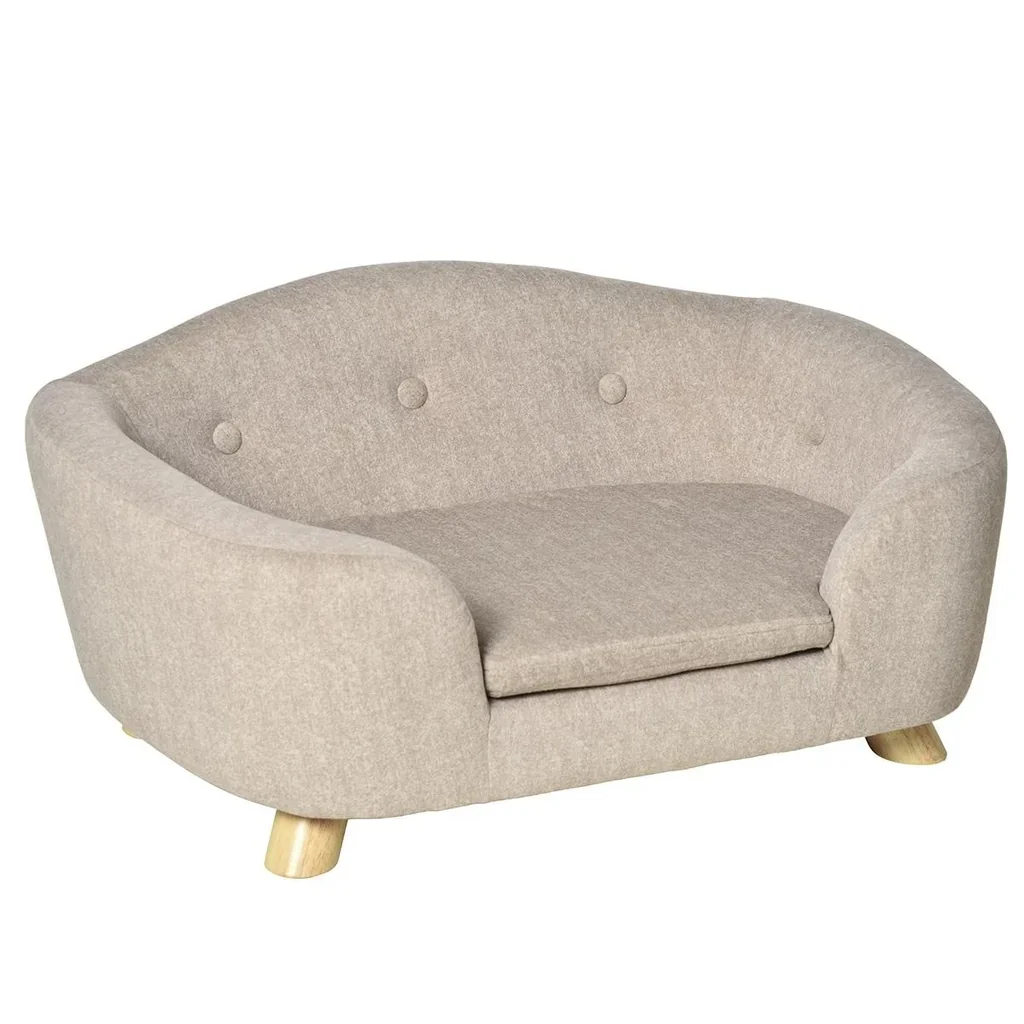 Haustiersofa Hundematte Hundebett Hundesofa Hundecouch Katzen Sofa mit Kissen Rückentasche Plüsch Schaumstoff Kiefernhol