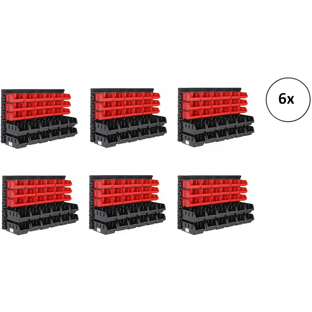 6x Werkzeug-Wandstapelboxen 32 Stück - 2 Wandplatten 32x38x2 cm