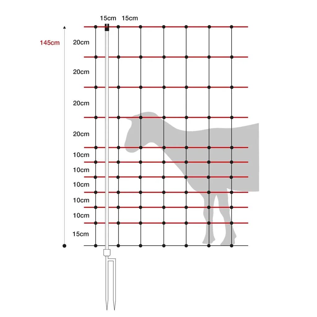 Wolfsabwehrnetz für Schafe, horinetz super, 145cm hoch, mit Doppelspitze, 50m