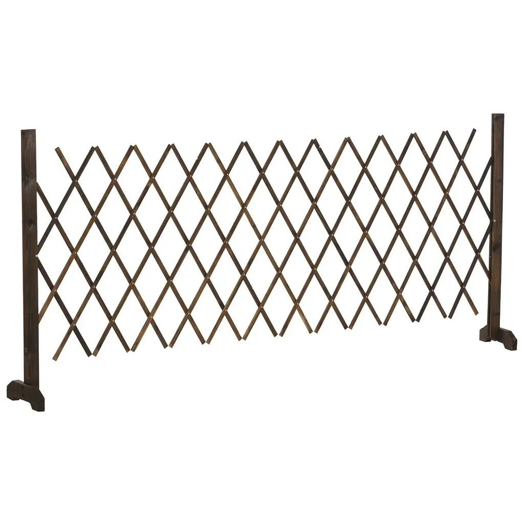 Scherengitter Absperrgitter Scherensperre ausziehbar 37-225 cm Garten Holz Verkohlt 225 x 30 x 106 cm