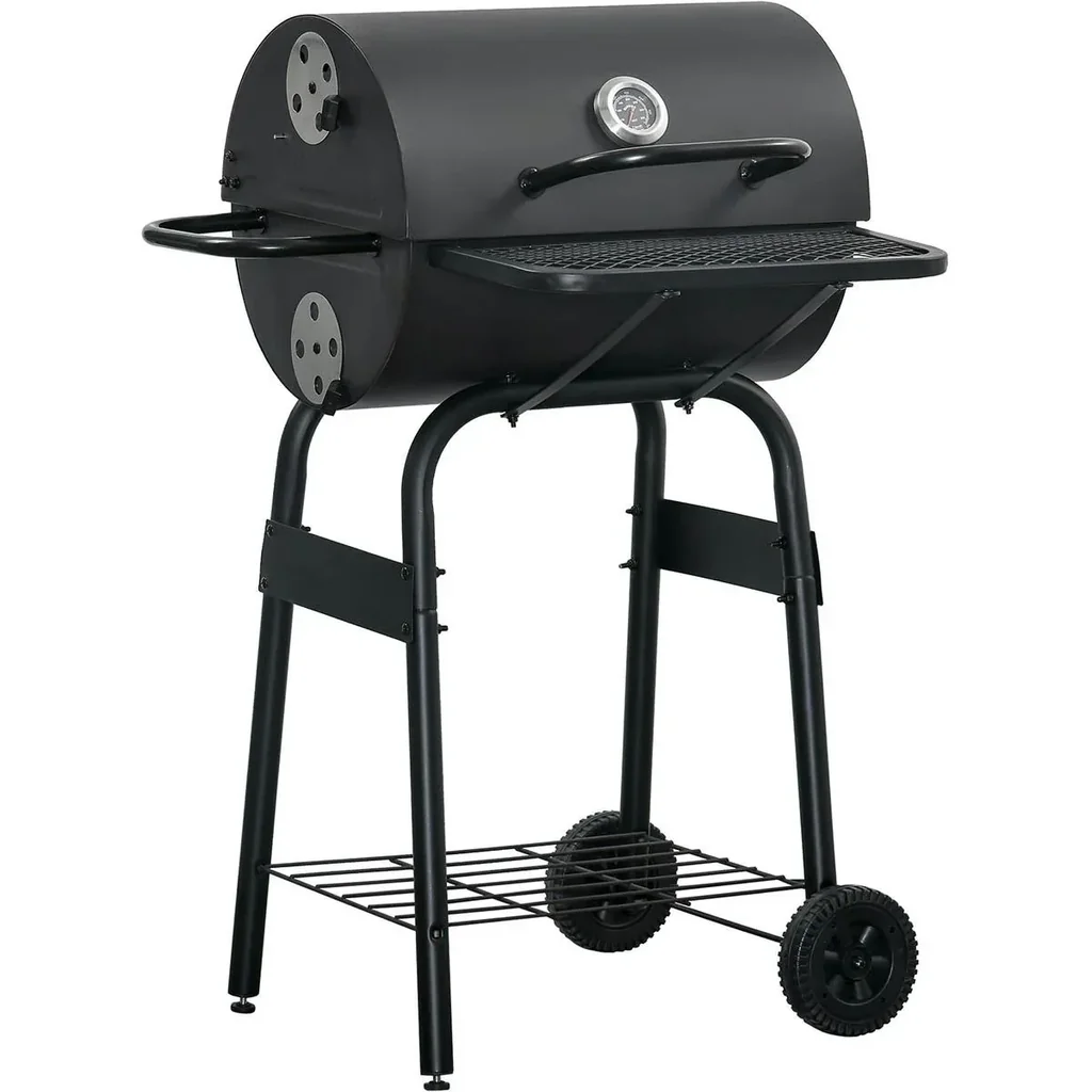 BBQ-Holzkohle - mit Deckel - Metall - Schwarz
