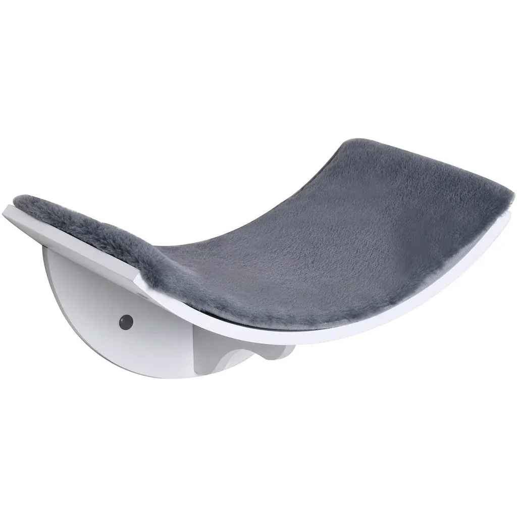 Katzenliege Katzen Wandliege Katzenbett Katzenregal Wandmontage Plüschauflage MDF Weiß+Grau 41 x 28 x 21 cm