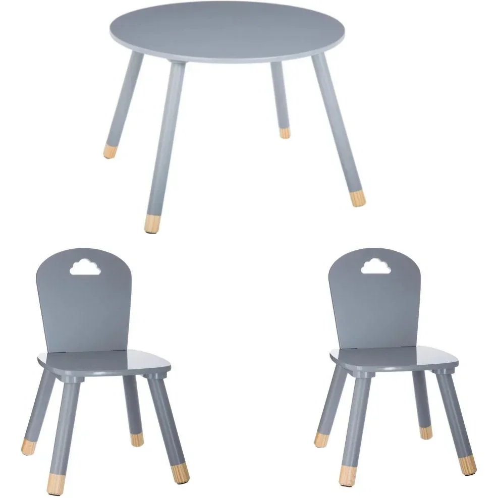 NL SET - 2x Hochstuhl und Hochtisch - Grau