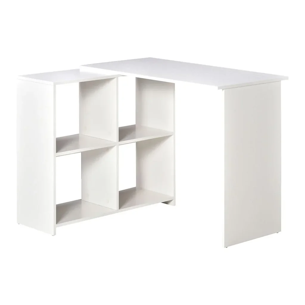 Eckschreibtisch Schreibtisch L-förmiger Schreibtisch Computertisch PC Laptop-Spieltisch Winkel Staufach Büro Weiß 100 x