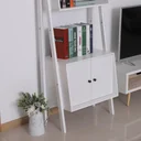 Standregal Stufenregal Bücherregal Leiterregal mit Schrank 3 x Fach 1 x Schrank Holz Weiß 65 x 40 x 180 cm