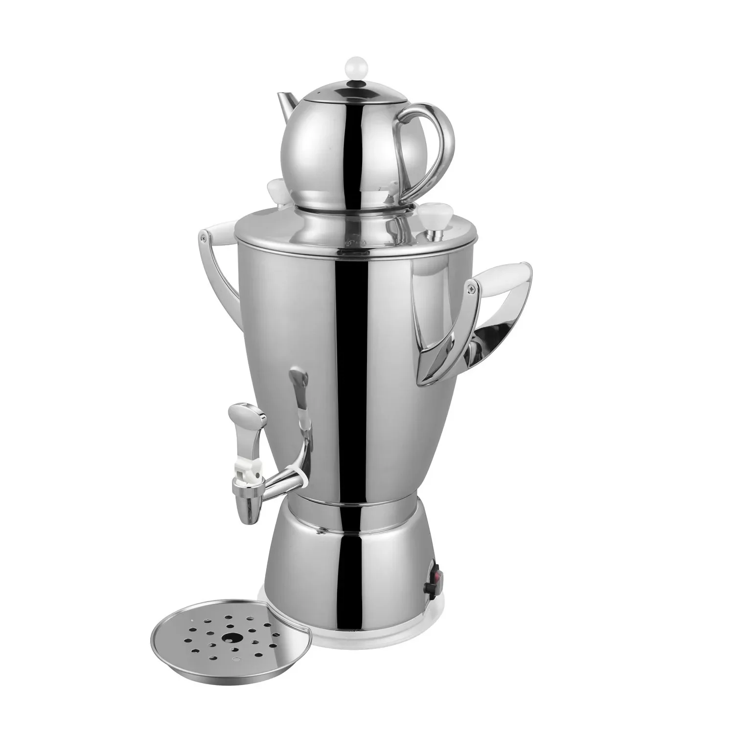 Samowar mit Teekocher, Russischer Teekessel Elektrisch - Edelstahl, 6L