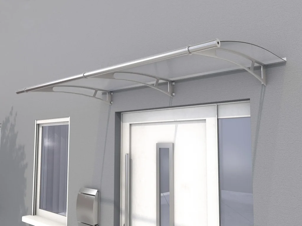Pultvordach L 190, 190 x 95 x 17 cm, Edelstahl, 4mm satiniert weiß