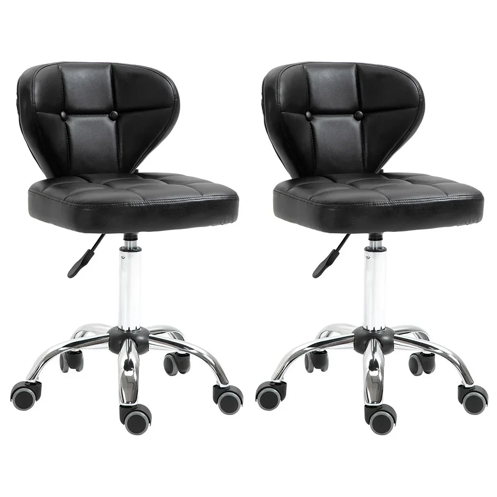 2er-Set Arbeitshocker mit Rückenlehne 72-87 cm höhenverstellbar Büro Dunkelgrau 45 x 47 x 72-87 cm