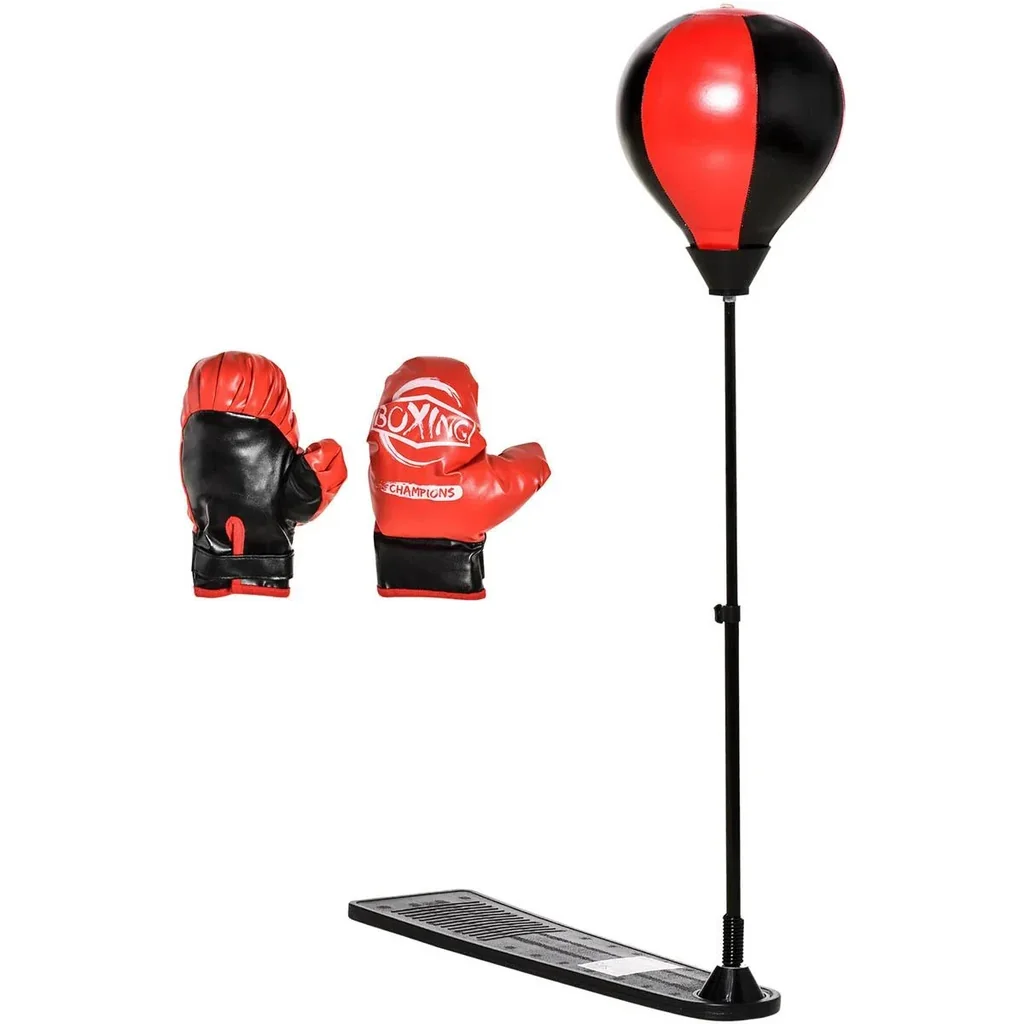 Boxset Boxstand für Kinder Punchingball Set höhenverstellbar 87,5-129,5 cm Standboxsack mit Boxhandschuhe Pumpe für Kind