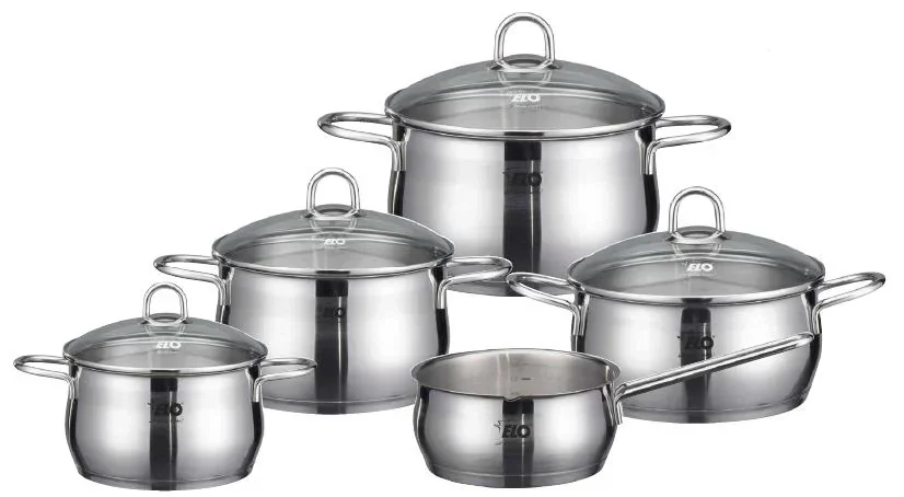 Topfset Platin, 9-teilig, Edelstahl