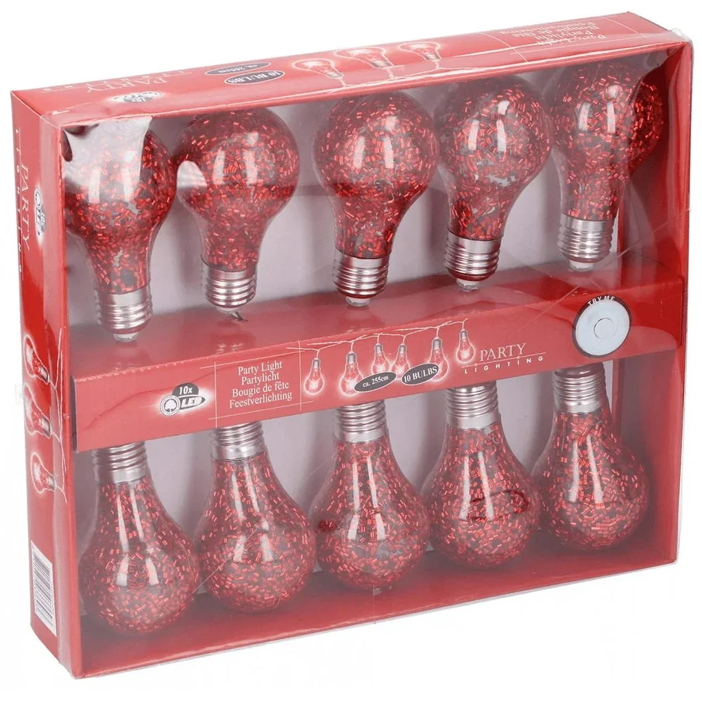 Partybeleuchtung Weihnachtsbeleuchtung led 225 cm Rot 10 Stück