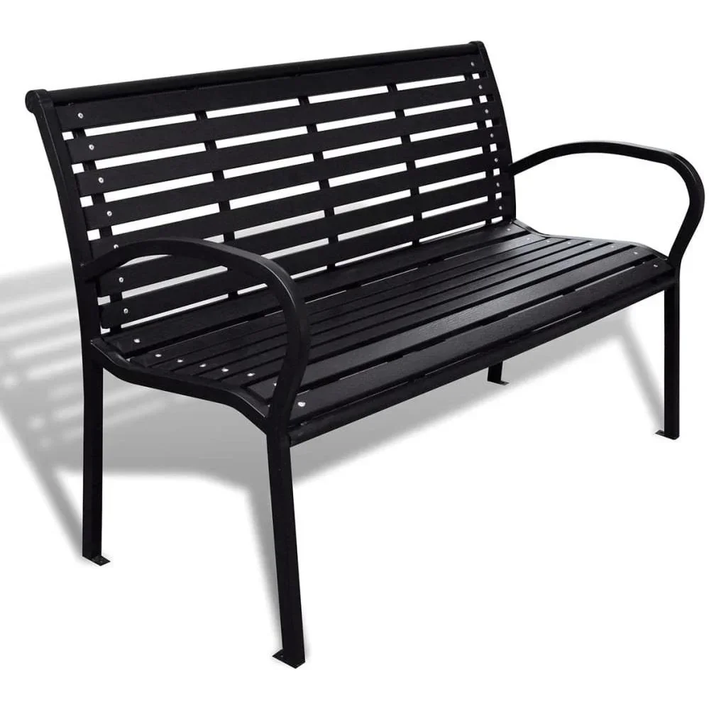 Gartenbank 125 cm Stahl und HKC schwarz