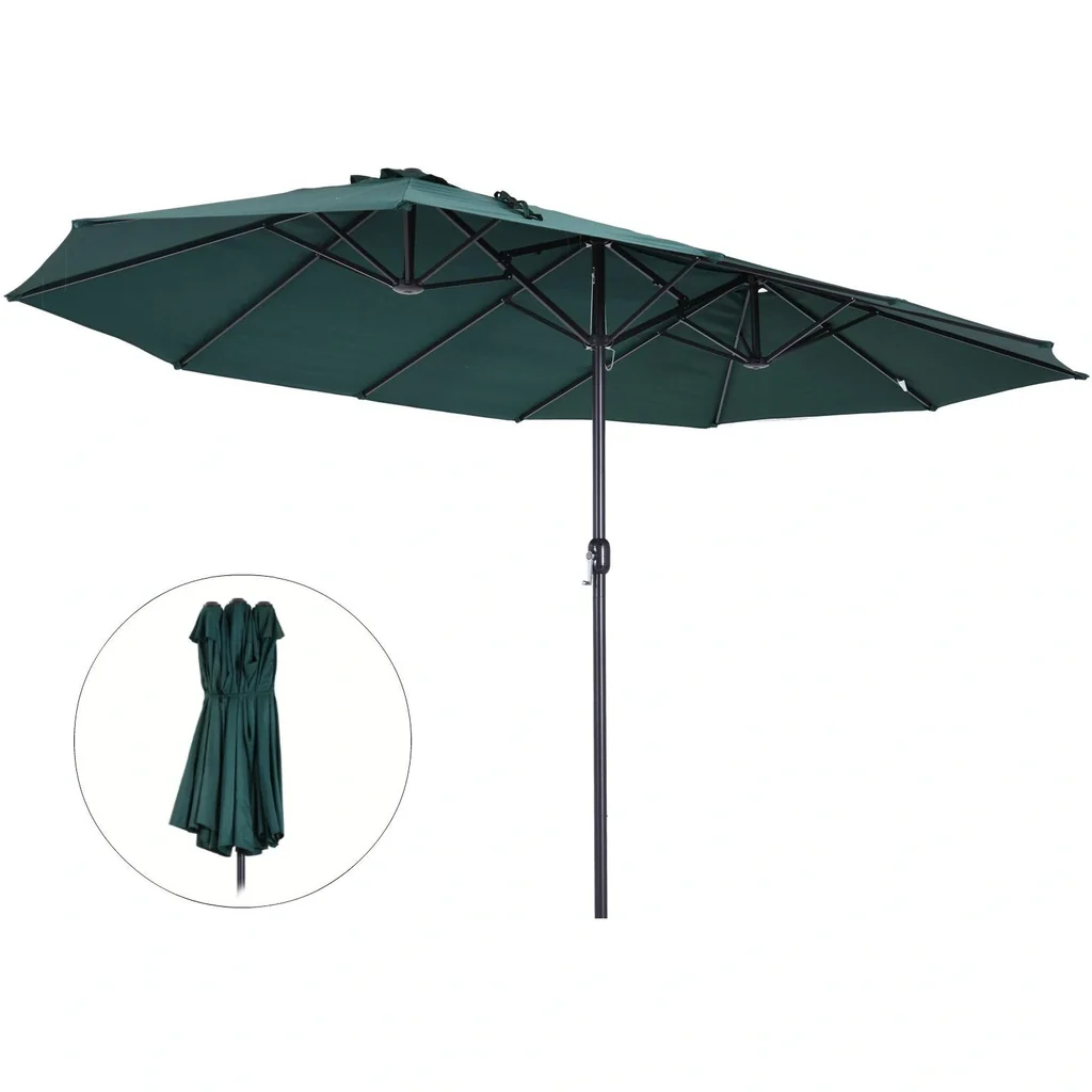 Sonnenschirm Marktschirm Gartenschirm Doppelsonnenschirm mit Handkurbel Grün Oval 460 x 270 x 240 cm