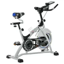 Ergometer Heimtrainer Fahrradtrainer mit Display Metall ABS Silber+Schwarz 124 x 50 x 111 cm Stufenloser LCD-Display
