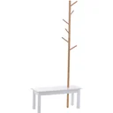 Garderobenständer Kleiderhaken Garderobe mit Sitzbank Baum-Design Zweige 6 Haken