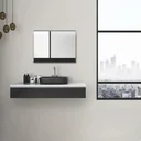 Badezimmerspiegel mit Beleuchtung, "Black Home" - 80 x 60 cm - Lichtfarbe neutralweiß - mit praktischer Ablage