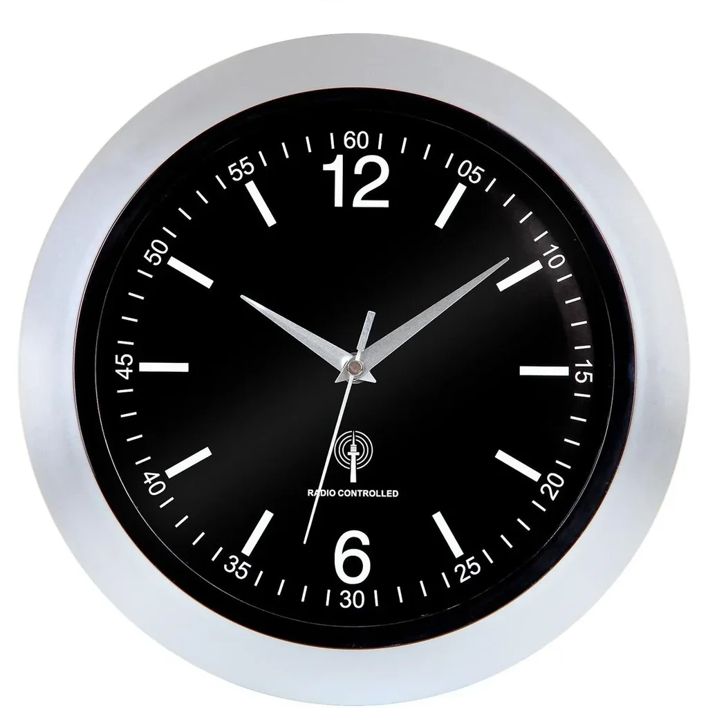 Wanduhr silber/schwarz Ø30cm
