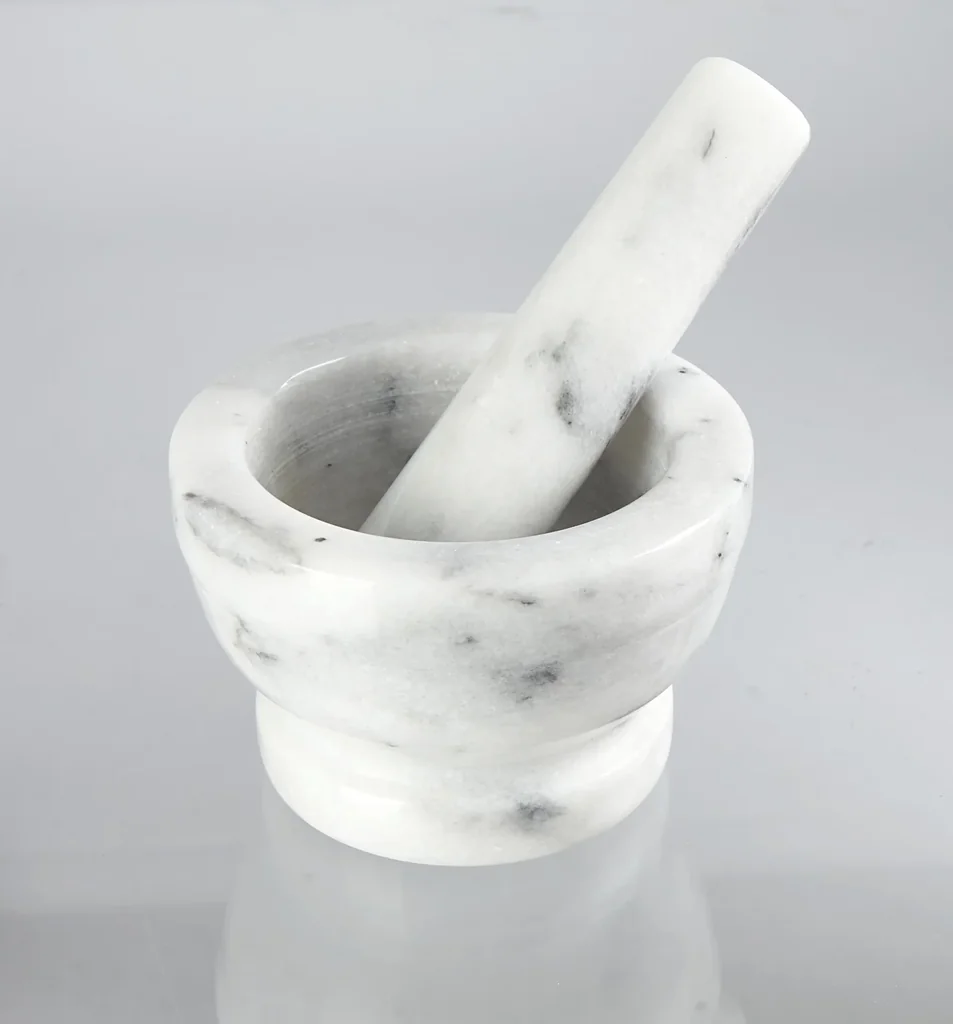 Granit-Mörser, Marmor-Design, 7 x 10 cm