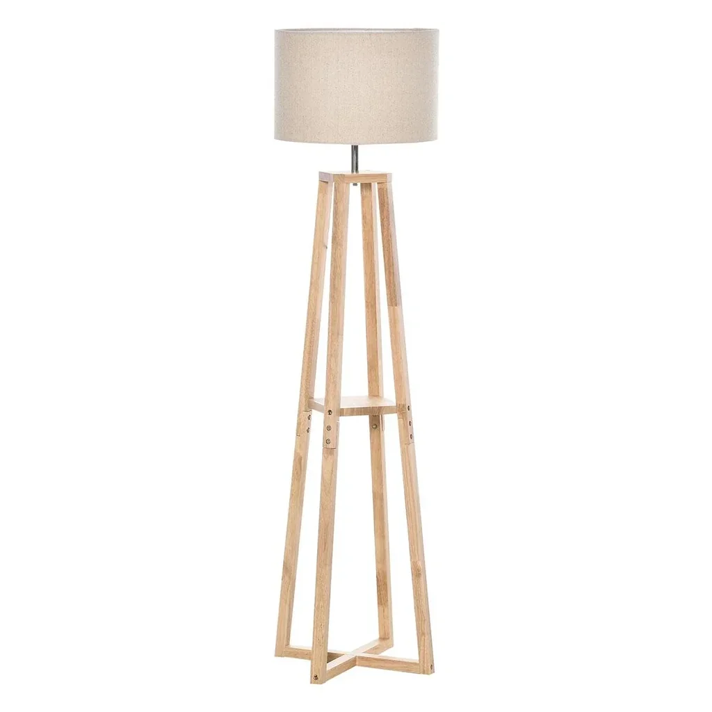 Stehlampe Stehleuchte mit Regal Pedal-Schalter modern und prägnant für Wohnzimmer Schlafzimmer Büro Metall Leinen Gummih