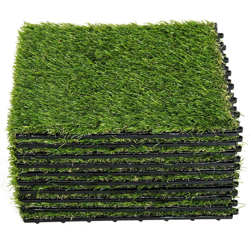 10er Terrassenfliesen 25mm Grün Set Kunstrasen