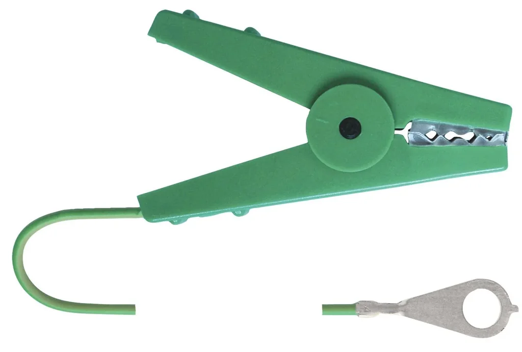 Zaunanschlusskabel mit Klemme, grün, 100 cm