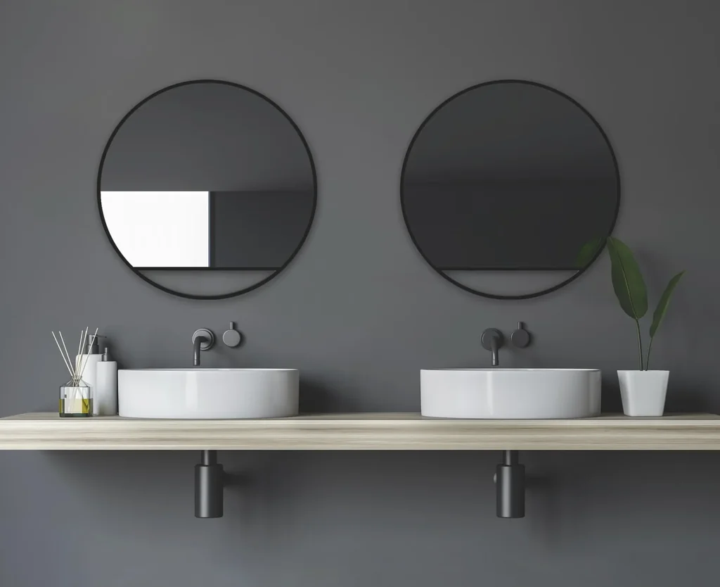 Dekorativer Wandspiegel "Black Hole" - matt Ø 60 cm - hochwertiger robuster Aluminiumrahmen in schwarz matt