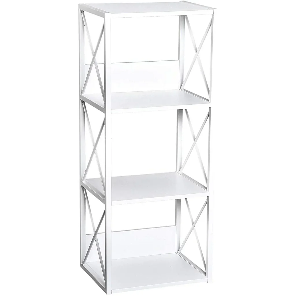 Standregal Bücherregal Aufbewahrungsregal 4 Staufächer Metall Weiß 40 x 35 x 108 cm