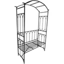 Rosenbogen mit Bank Rosenbank Laubenbank Rankgitter Rankhilfe Metall Schwarz 115 x 50 x 203 cm