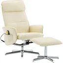 Massagesessel verstellbar mit Fußhocker Kunstleder creme