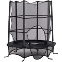 Trampolin Kinder Gartentrampolin mit Sicherheitsnetz Randabdeckung gepolstert Stahl Schwarz Ø170cm bis 45kg