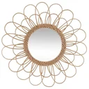 Spiegel im Blumenrahmen - 56 cm - Braun/Rotan