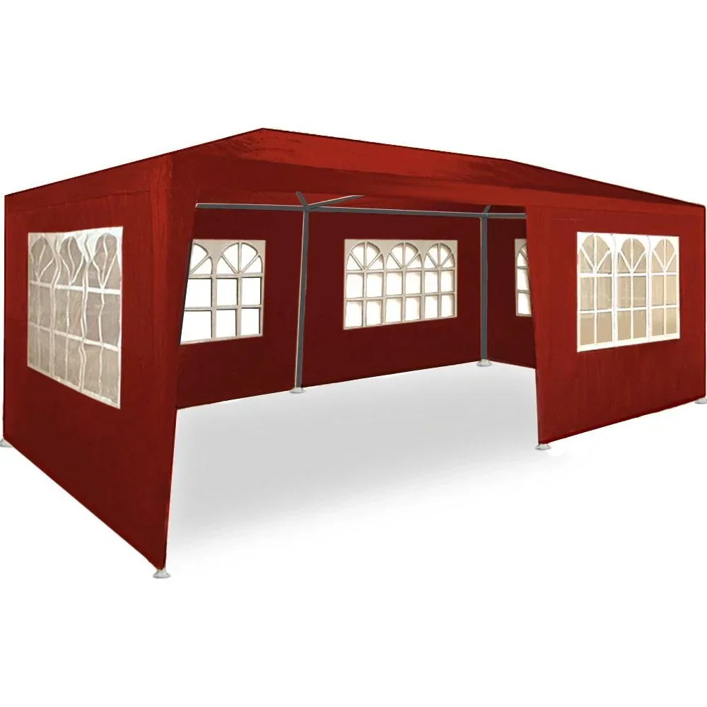 Partyzelt Riminimet Seitenwände und Rundbogenfenster - rot - 3x6m