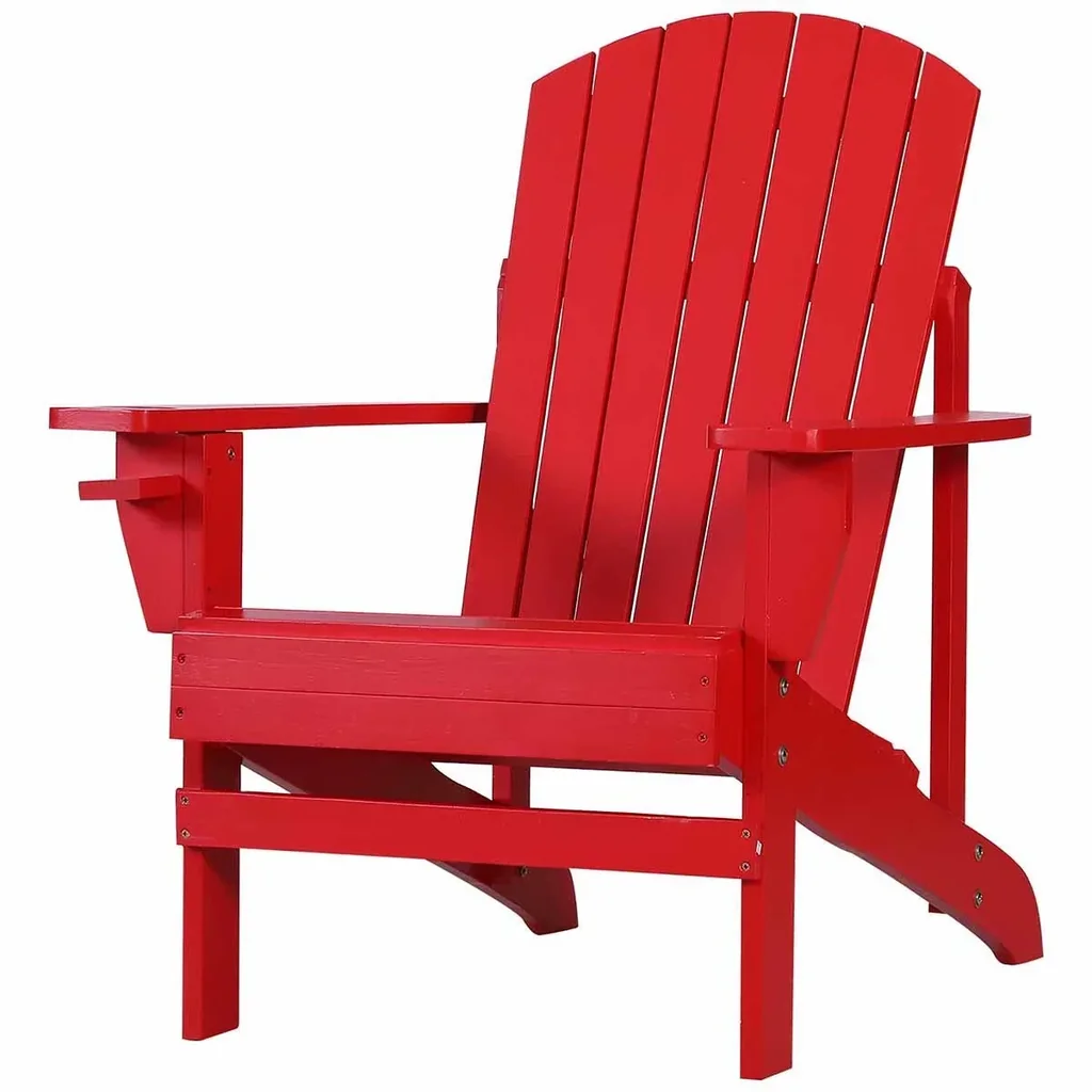 Adirondack-Gartenstuhl mit Becherhalter Gartenliege Balkonstuhl Massivholz Rot 97 x 72,5 x 93 cm
