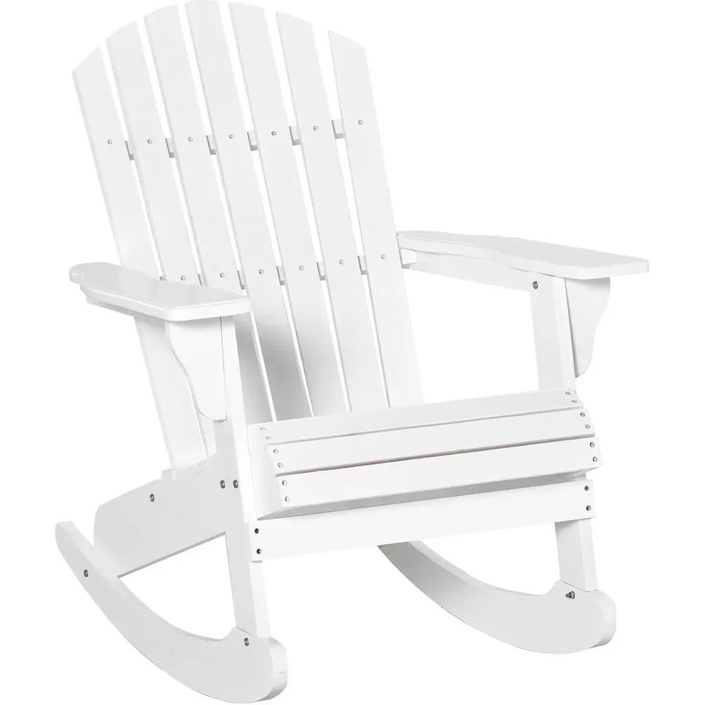 Adirondack Gartenstuhl Schaukelstuhl Schaukelsessel Gartensessel Gartenmöbel Balkonstuhl Weiß 77 x 94 x 97 cm
