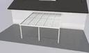 Terrassendach Premium, weiß, 5100 x 5060 mm - Polycarbonat Stegplatten 16 mm, weiß gestreift