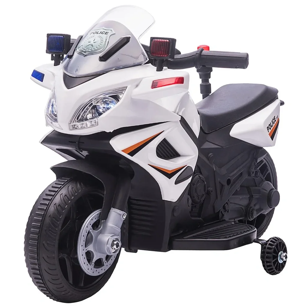 Kinder Polizei Elektromotorrad Polizeimotorrad Elektroauto Kinderwagen für 18 bis 36 Monaten mit 2 Scheinwerfer Polizeil
