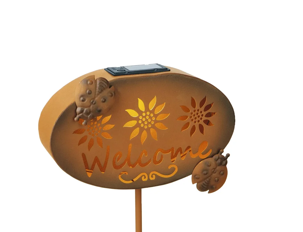 Solar Willkommensschild "Welcome" mit LED Licht
