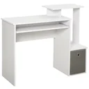 Computertisch, Schreibtisch, Bürotisch, Gamingtisch, PC-Tisch mit Tastaturablage, Schublade, E1 Spanplatte, Weiß, 100 x