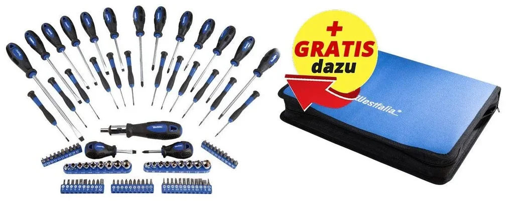 Schraubendreher Satz 98-teilig inklusive Bits- und Steckschlüsseleinsätzen + Gratis dazu Tasche