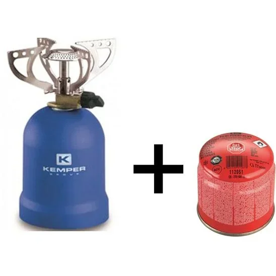 Gaskocher mit 4 Stützen 1200 Watt Blau mit Gastank