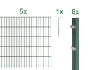 Doppelstabmattenzaun Komplettset, grün, Höhe 120 cm, Länge 10 m