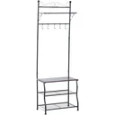 Kleiderständer mit 3 Schuhablagen Flur Stahl Schwarz