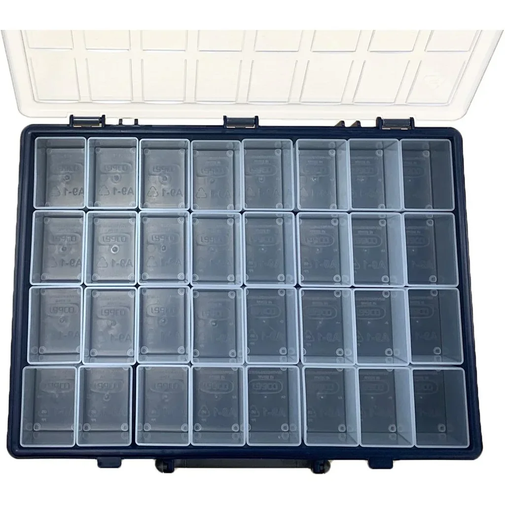 NL Sortimentskasten / Aufbewahrungsbox - Enthält 32 herausnehmbare Schalen - 26,1 x 33,8 x 5,7 cm