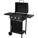 Vargan Gasgrill - 3 Brenner - Grillfläche 38 x 24,5 cm - Schwarz