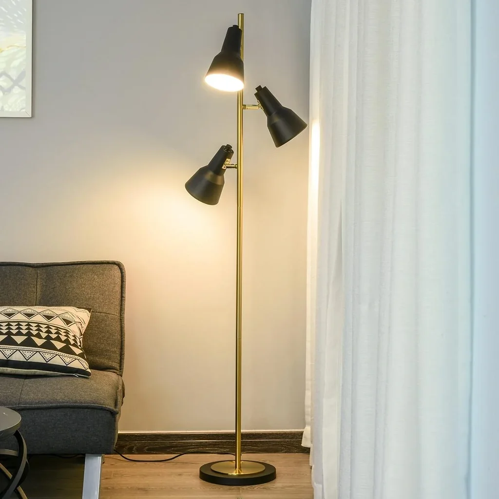 Stehlampe mit 3 Lampenschirmen bronze